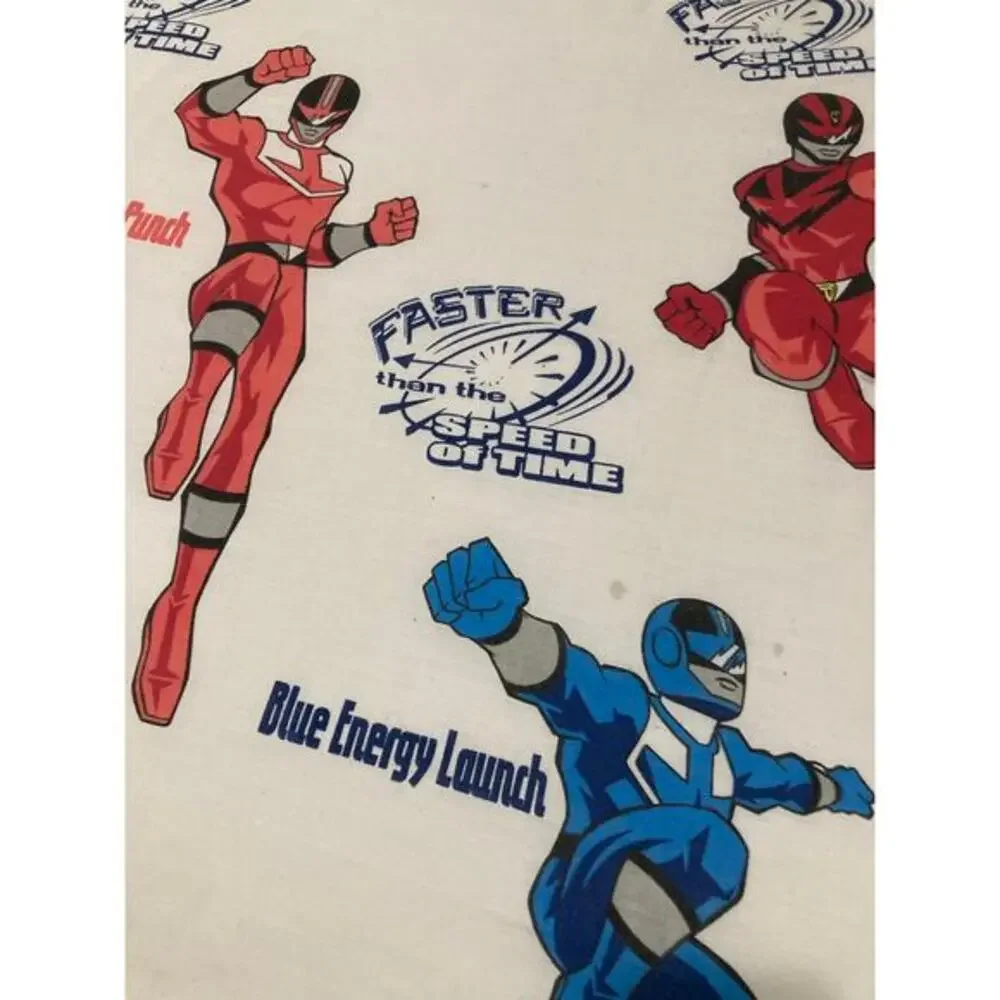 Vintage 2000 Power Rangers Twin Flat Sheet Kids Bedding Saban 62 x 98 Print